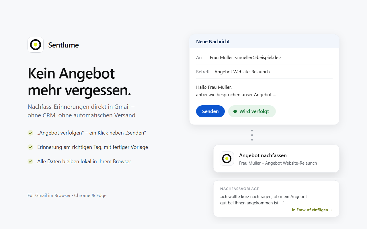 Screenshot: Sentlume in Gmail